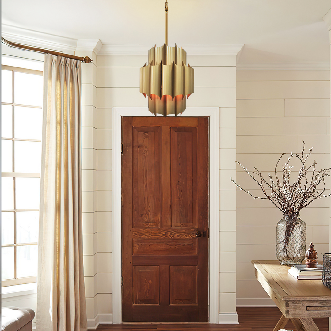 Cathedral Brass Fluted Chandelier
