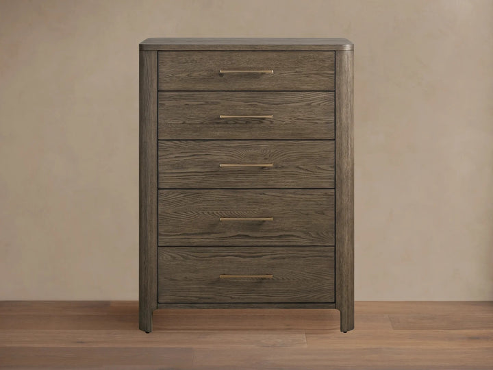 Celira Oak Wood Five Drawer Dresser
