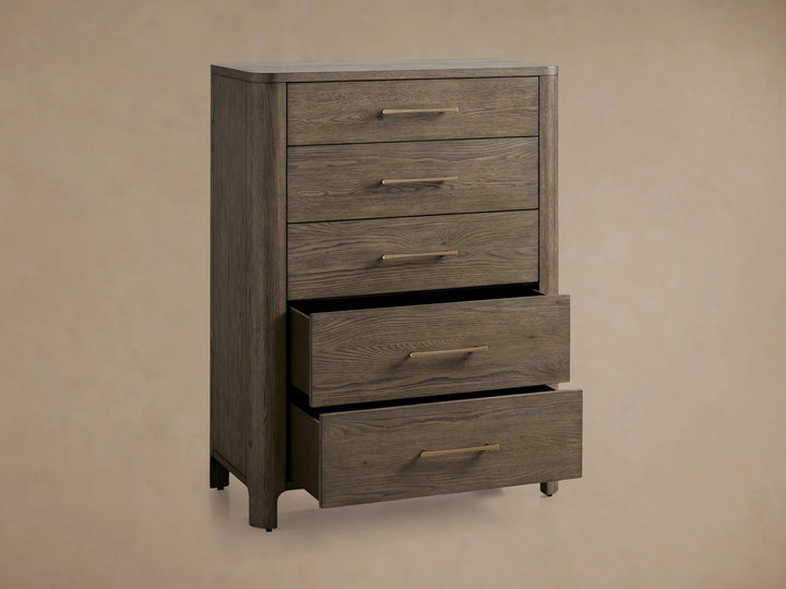 Celira Oak Wood Five Drawer Dresser
