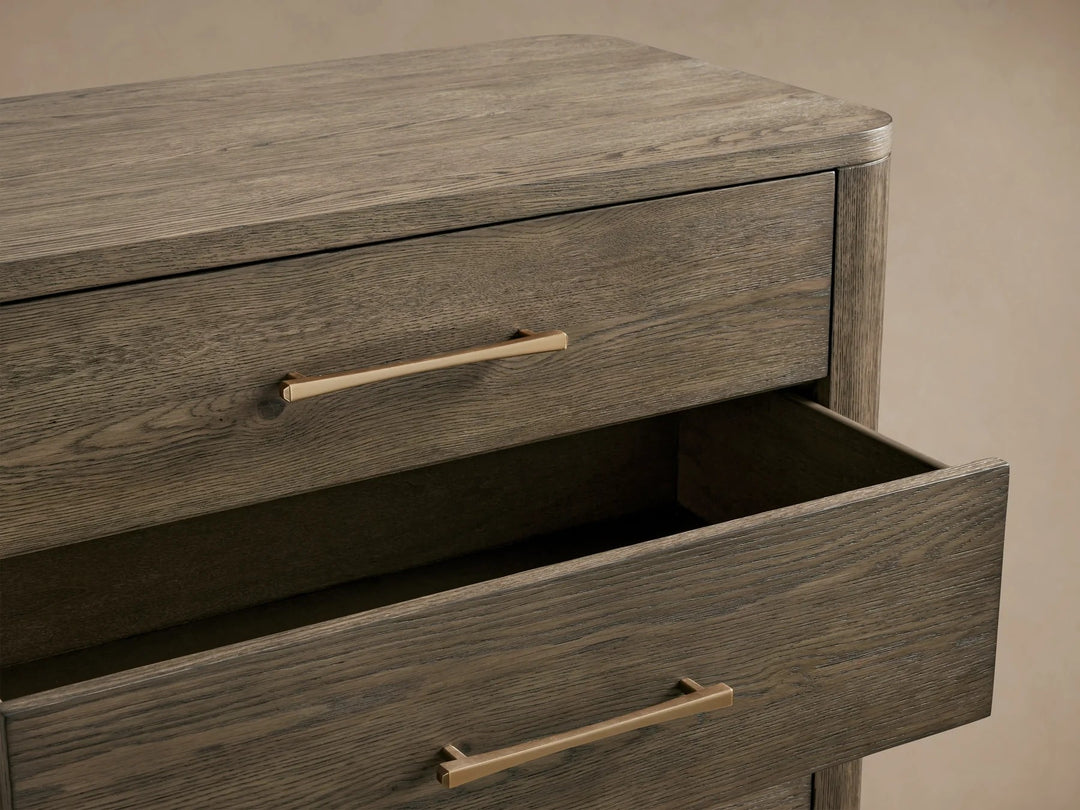 Celira Oak Wood Five Drawer Dresser