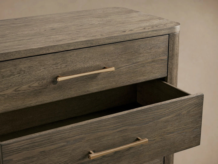 Celira Oak Wood Five Drawer Dresser