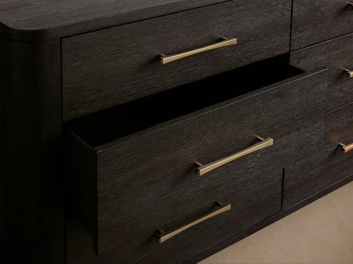 Celira Oak Wood Nine Drawer Dresser