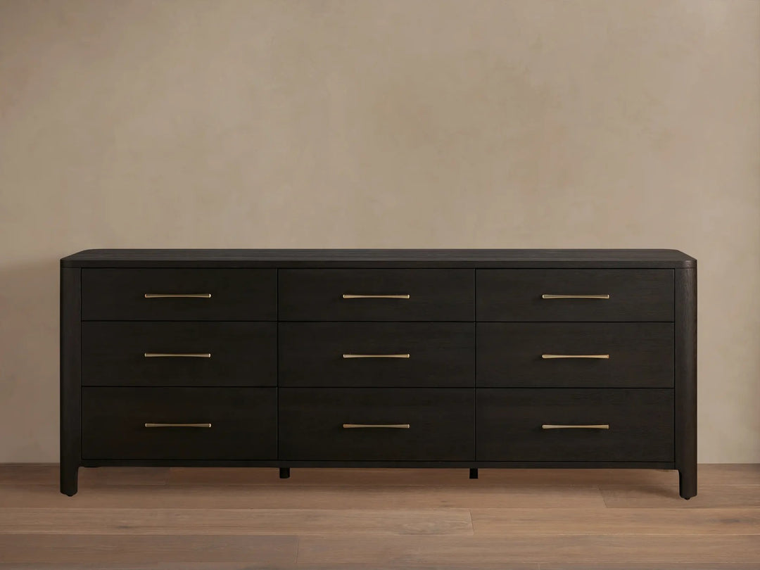 Celira Oak Wood Nine Drawer Dresser
