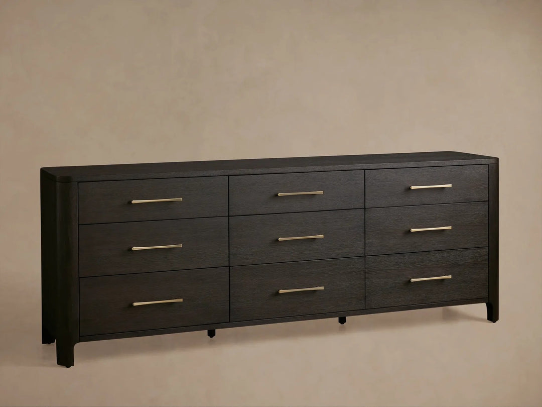 Celira Oak Wood Nine Drawer Dresser