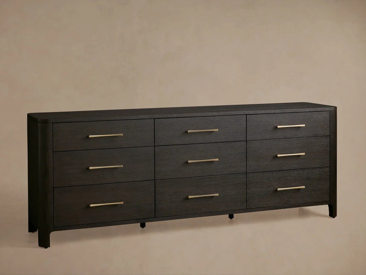 Celira Oak Wood Nine Drawer Dresser