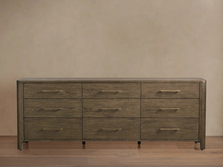 Celira Oak Wood Nine Drawer Dresser