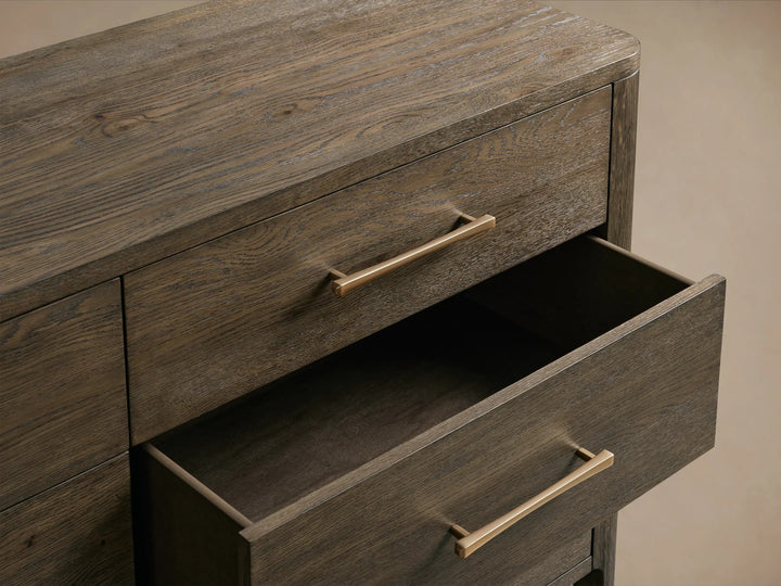 Celira Oak Wood Nine Drawer Dresser