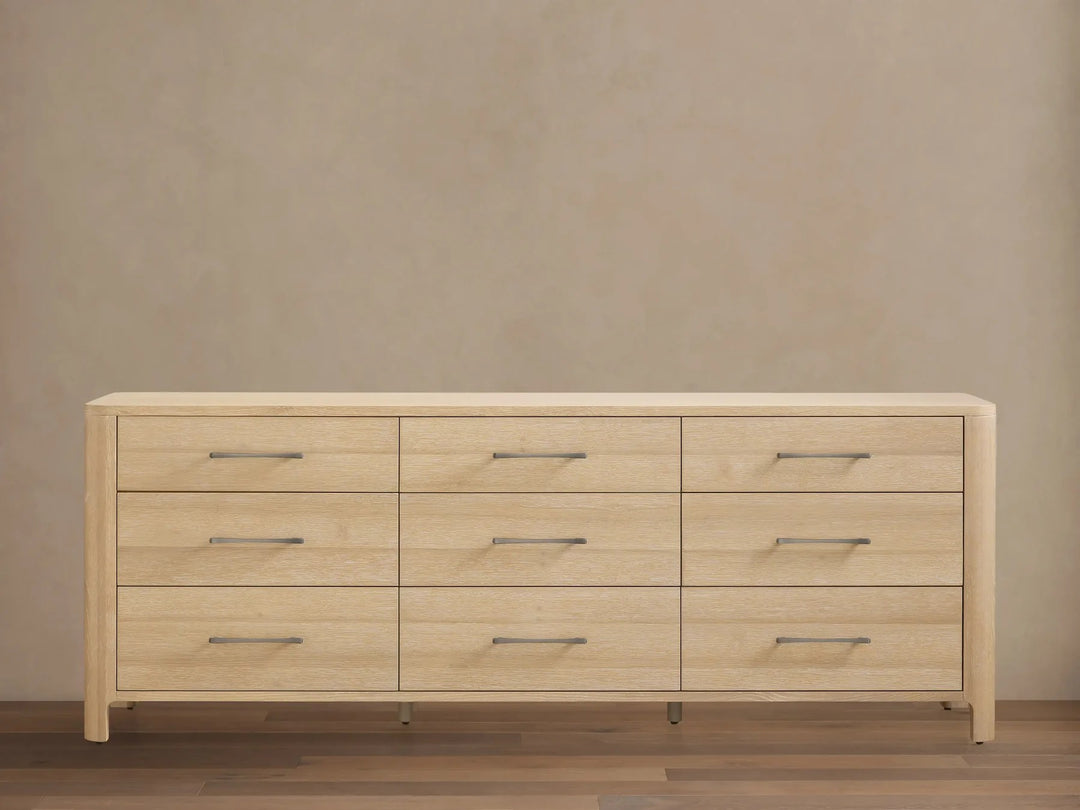 Celira Oak Wood Nine Drawer Dresser