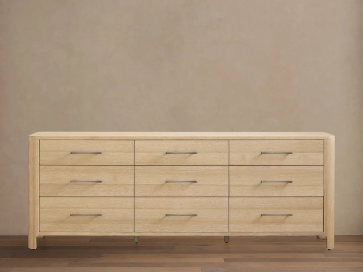 Celira Oak Wood Nine Drawer Dresser