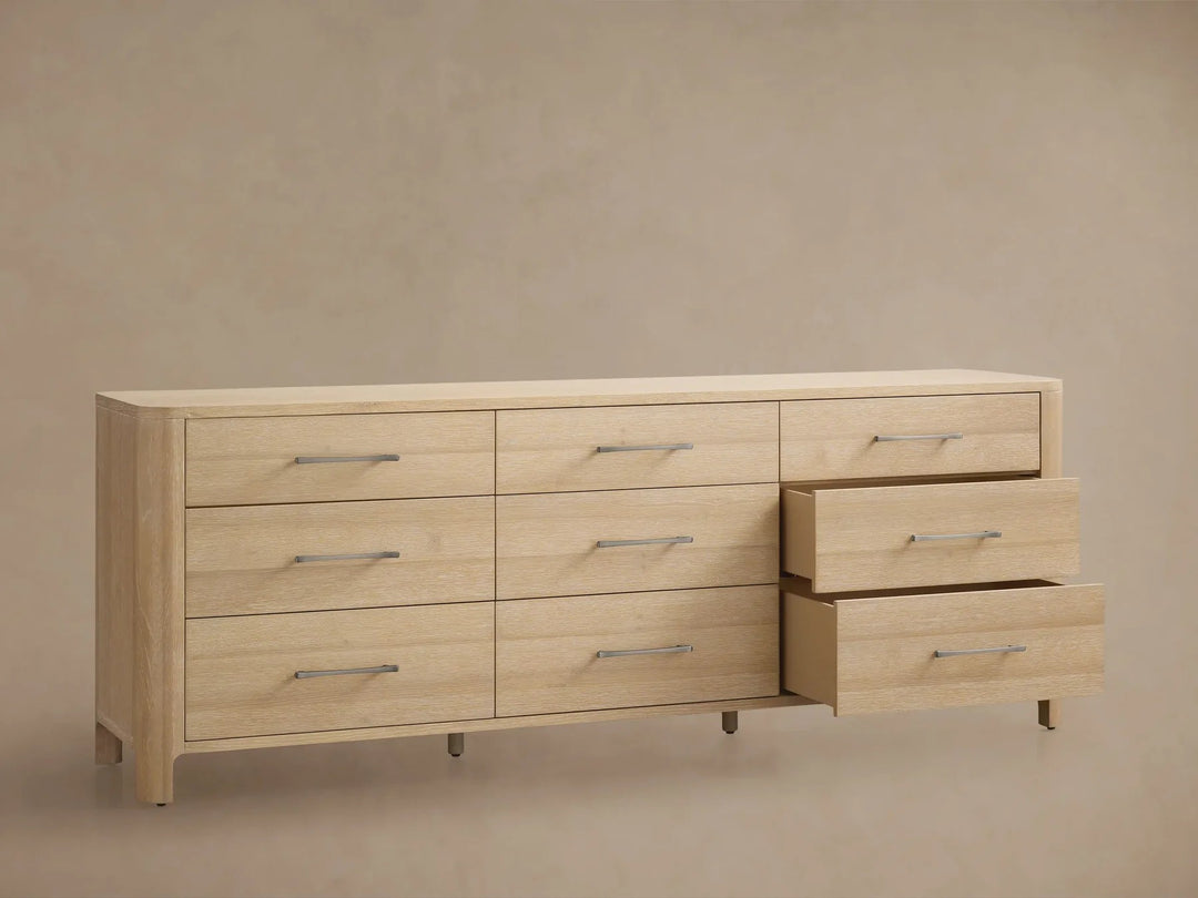 Celira Oak Wood Nine Drawer Dresser