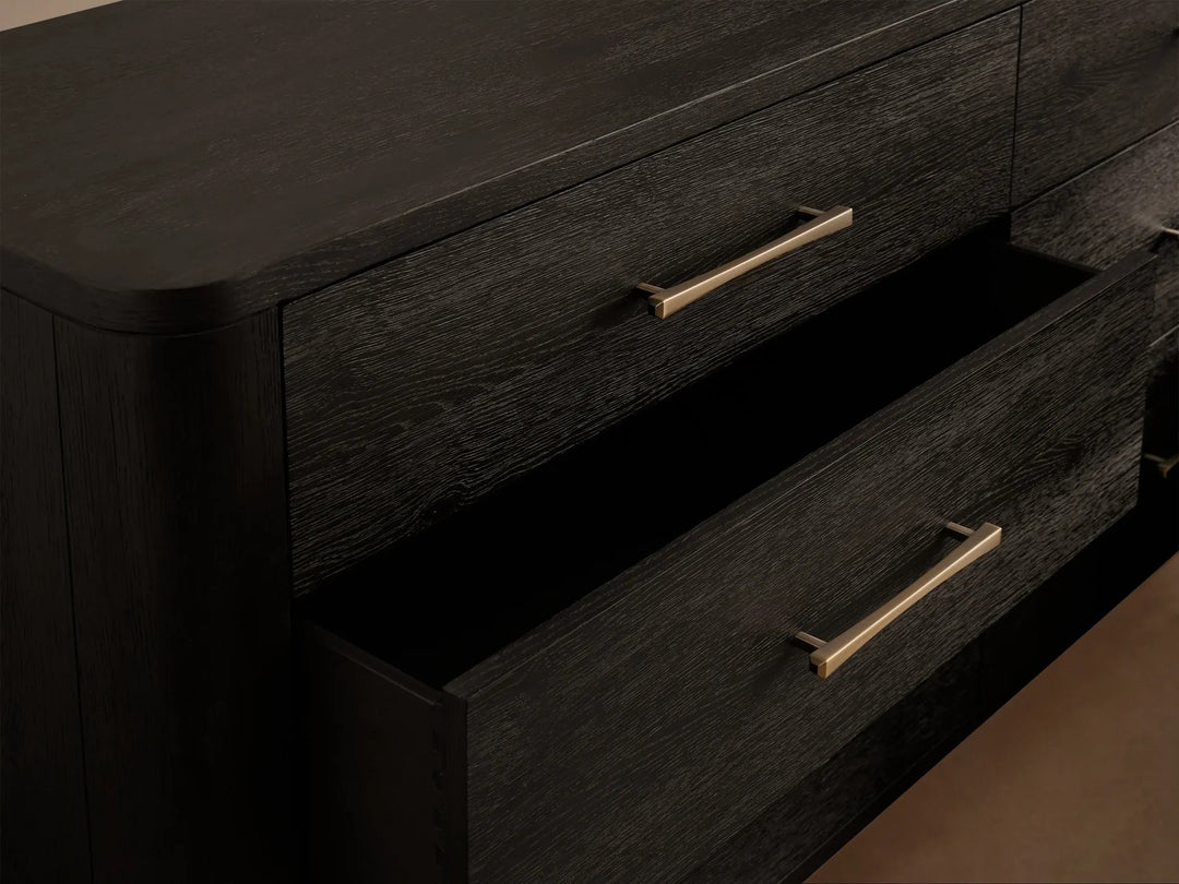 Celira Oak Wood Six Drawer Dresser