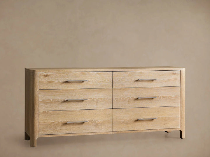 Celira Oak Wood Six Drawer Dresser