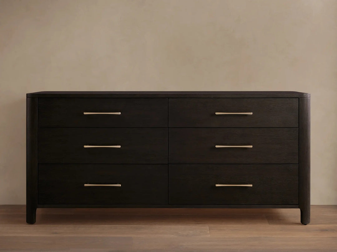 Celira Oak Wood Six Drawer Dresser