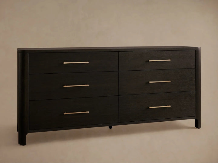 Celira Oak Wood Six Drawer Dresser