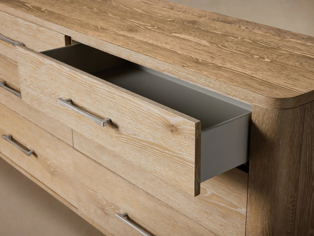 Celira Oak Wood Six Drawer Dresser