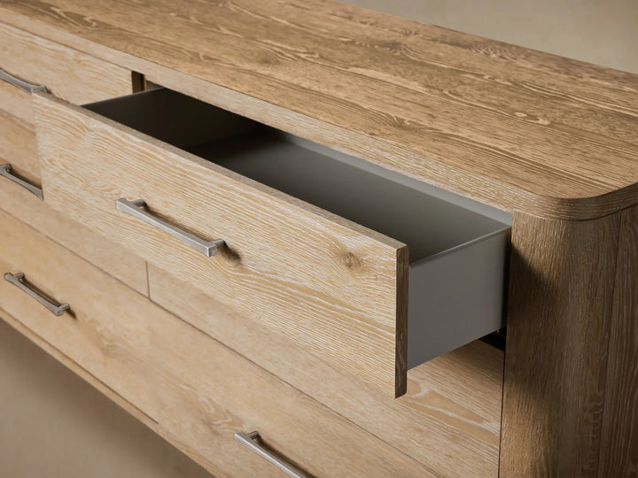 Celira Oak Wood Six Drawer Dresser