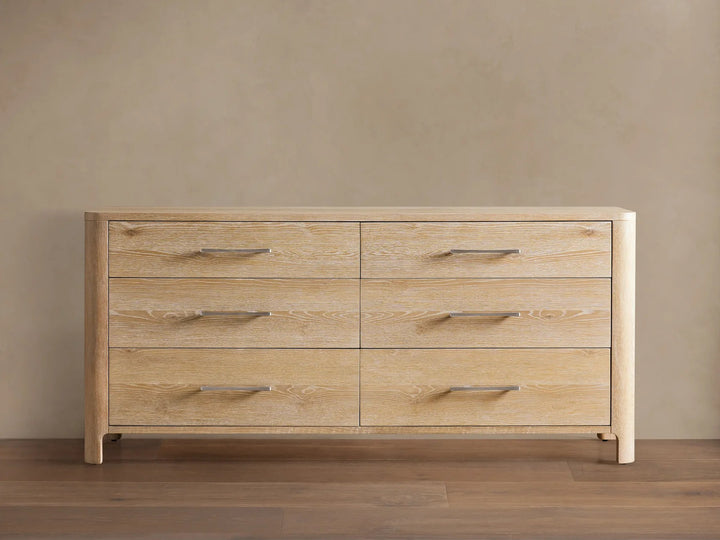 Celira Oak Wood Six Drawer Dresser
