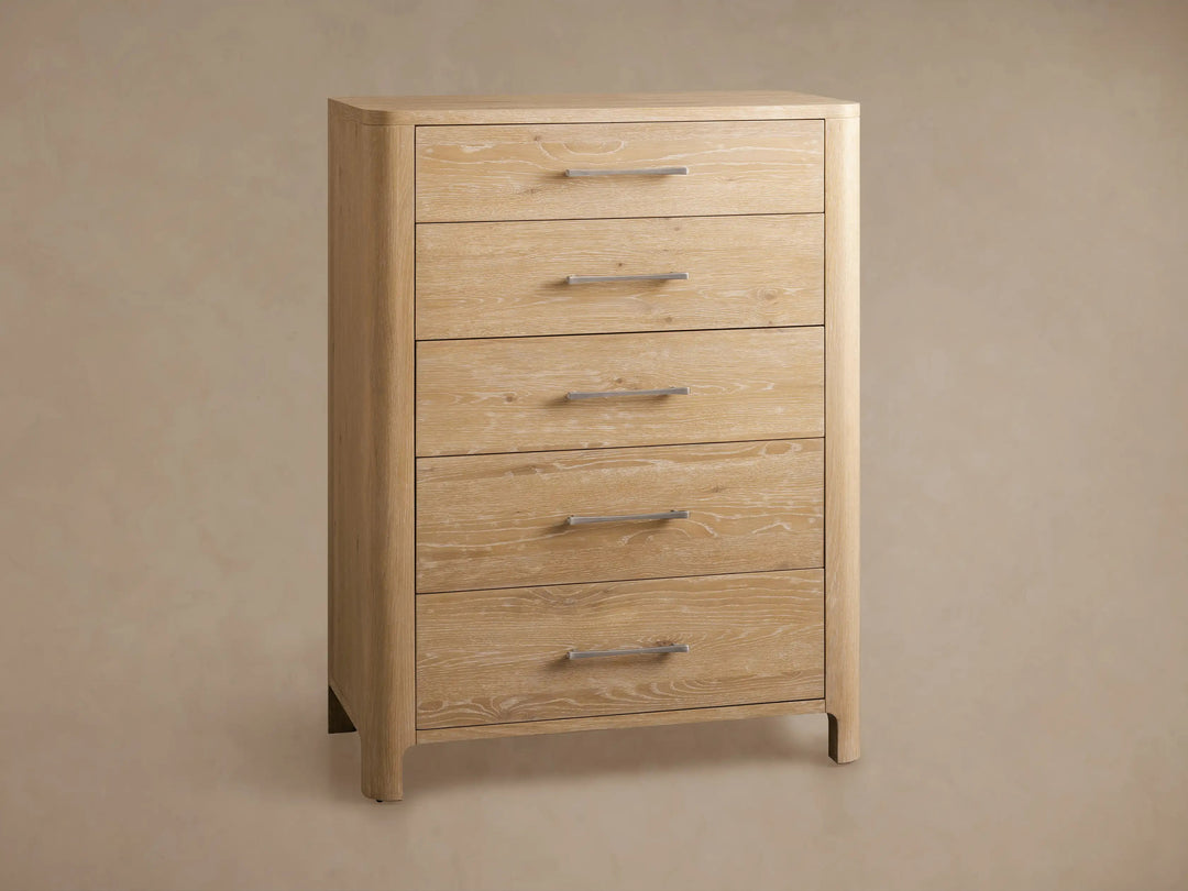 Celira Oak Wood Five Drawer Dresser