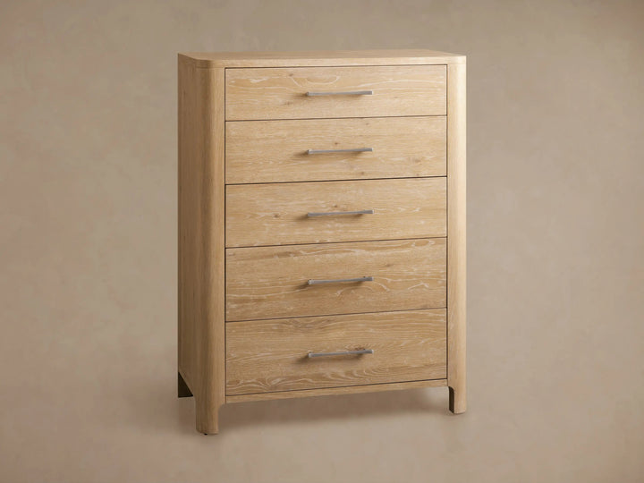 Celira Oak Wood Five Drawer Dresser