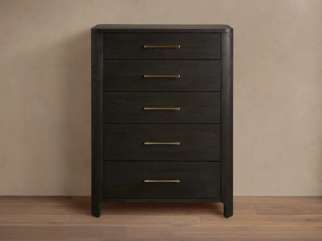 Celira Oak Wood Five Drawer Dresser