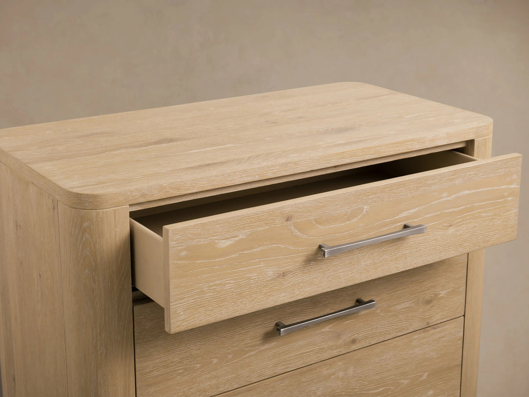 Celira Oak Wood Five Drawer Dresser