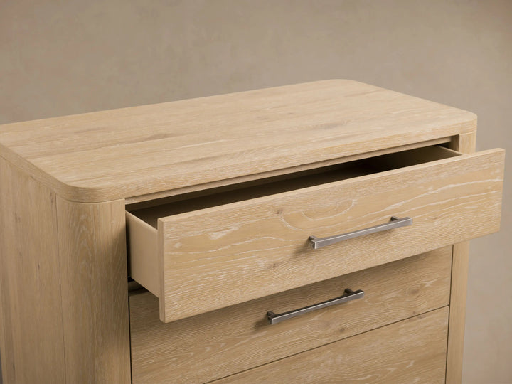 Celira Oak Wood Five Drawer Dresser
