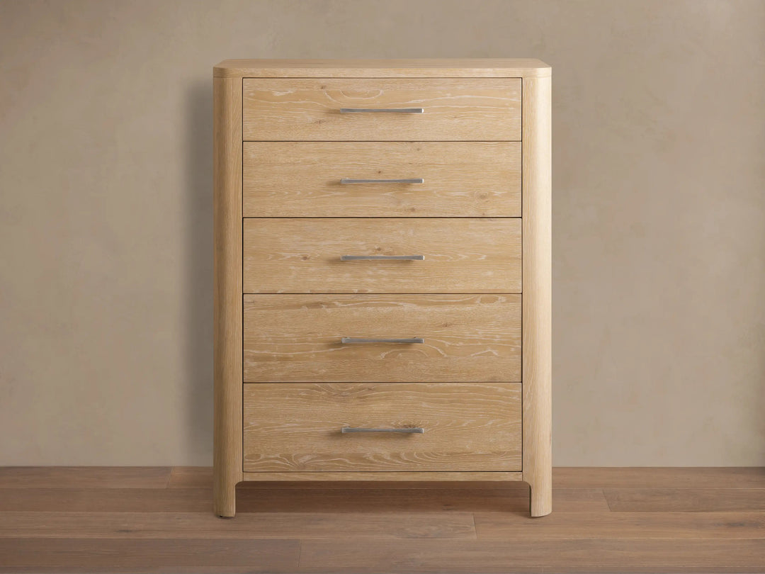 Celira Oak Wood Five Drawer Dresser