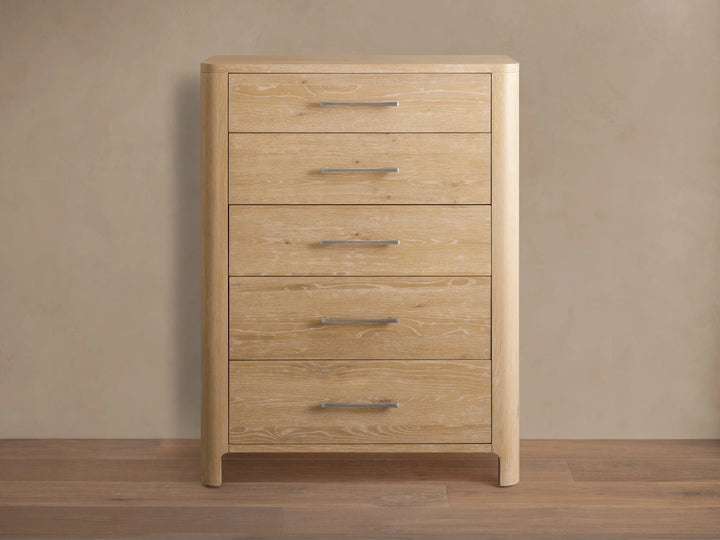 Celira Oak Wood Five Drawer Dresser