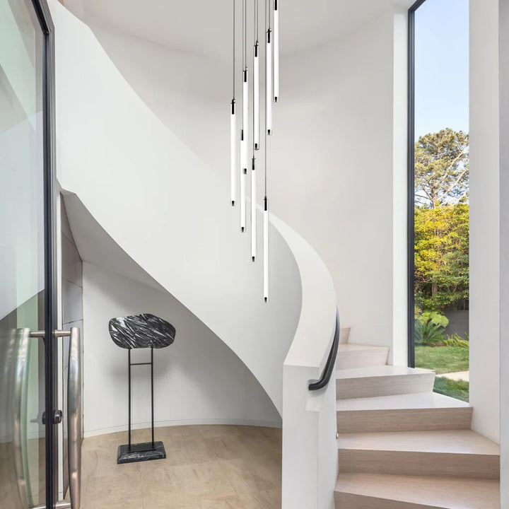 Contemporary Staircase Chandelier Spiral Tube Ceiling Light