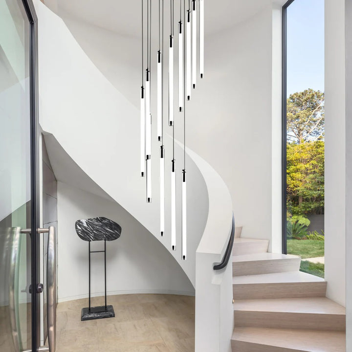 Contemporary Staircase Chandelier Spiral Tube Ceiling Light