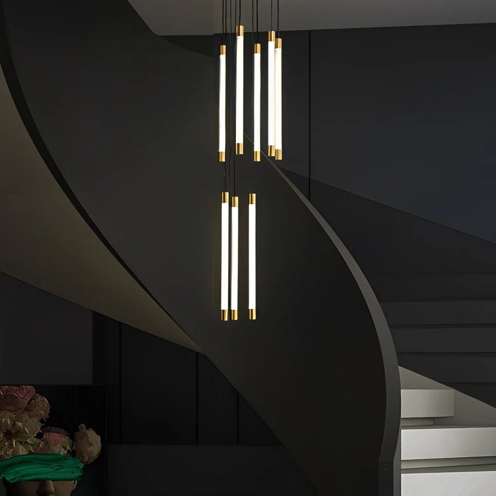 Contemporary Staircase Chandelier Spiral Tube Ceiling Light