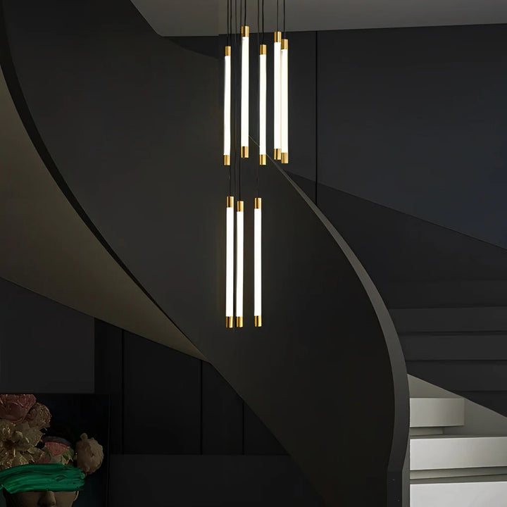 Contemporary Staircase Chandelier Spiral Tube Ceiling Light