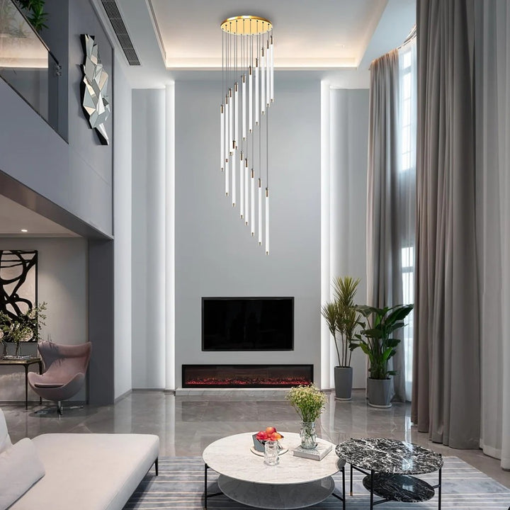 Contemporary Staircase Chandelier Spiral Tube Ceiling Light