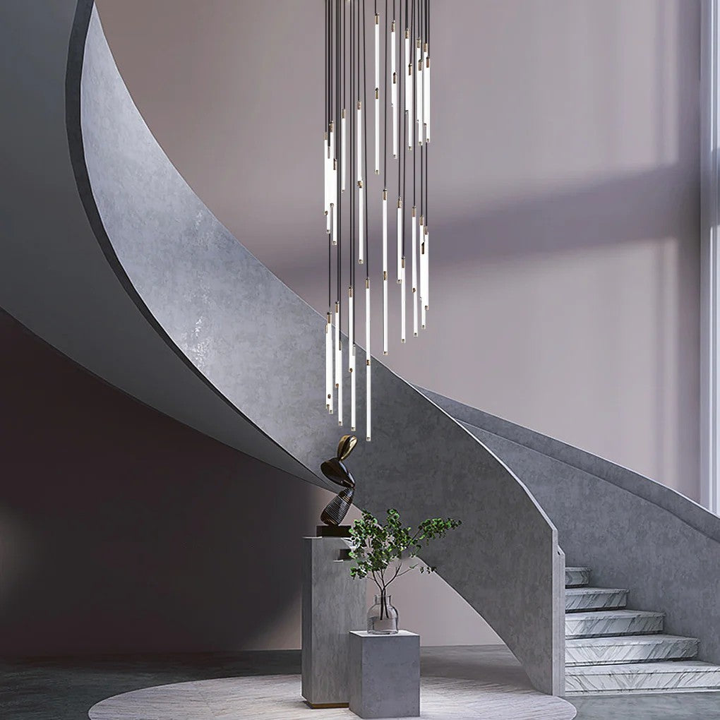 Contemporary Staircase Chandelier Spiral Tube Ceiling Light