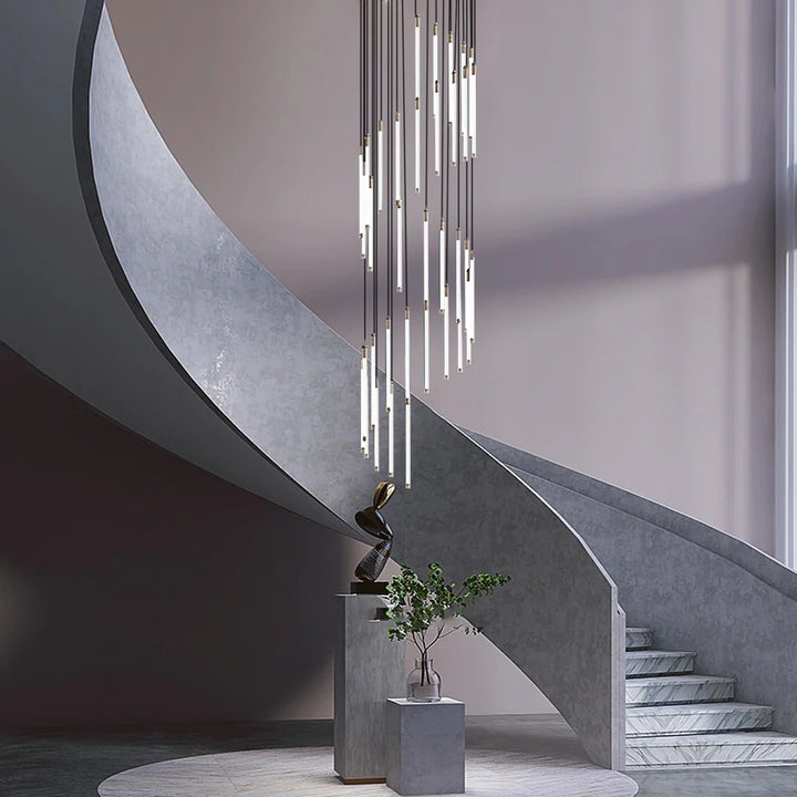 Contemporary Staircase Chandelier Spiral Tube Ceiling Light