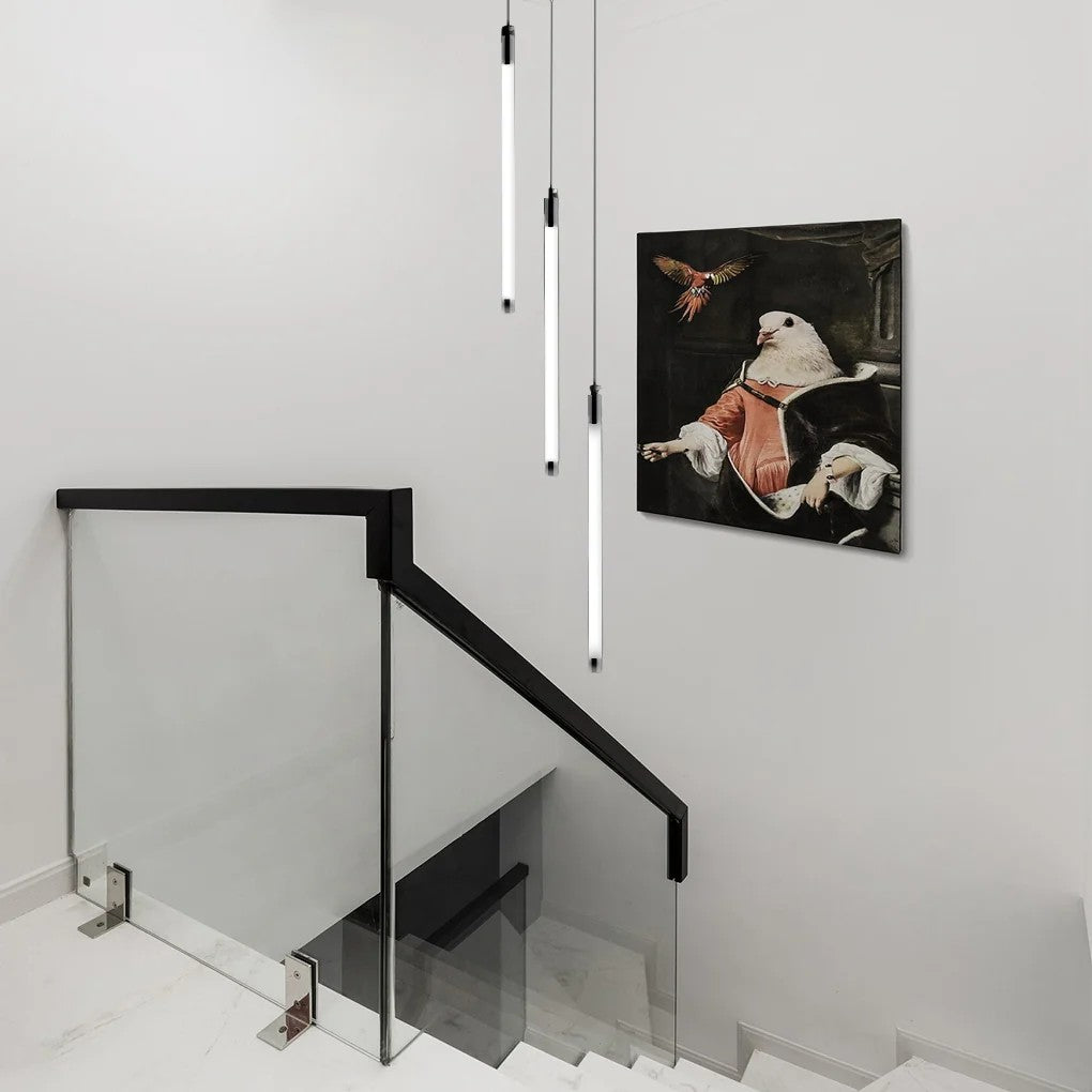 Contemporary Staircase Chandelier Spiral Tube Ceiling Light