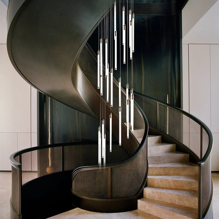 Contemporary Staircase Chandelier Spiral Tube Ceiling Light