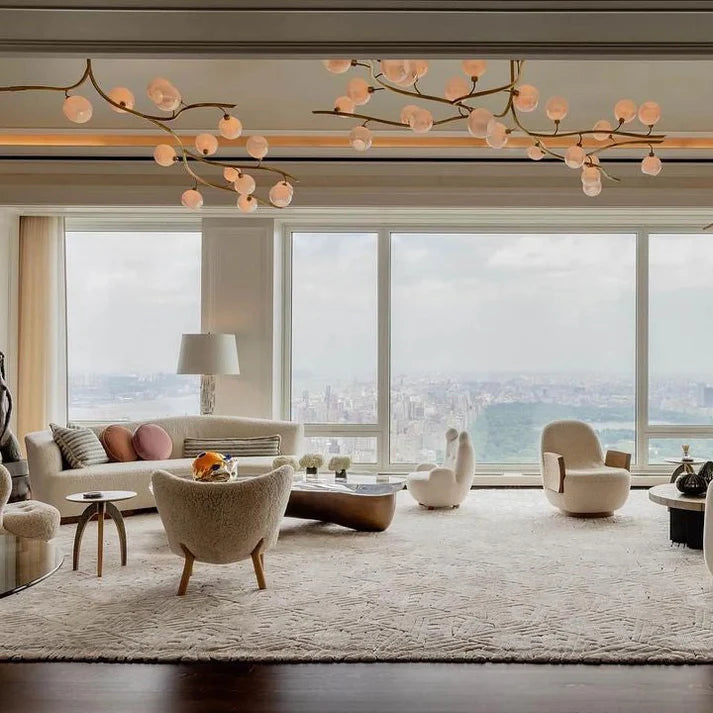 Contemporary Hand-blown Glass Globes Branch Chandelier