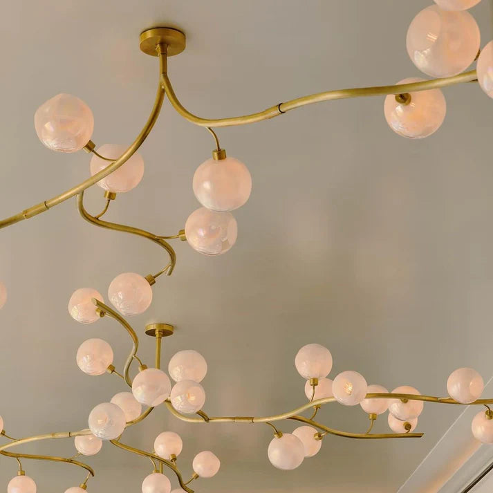 Contemporary Hand-blown Glass Globes Branch Chandelier