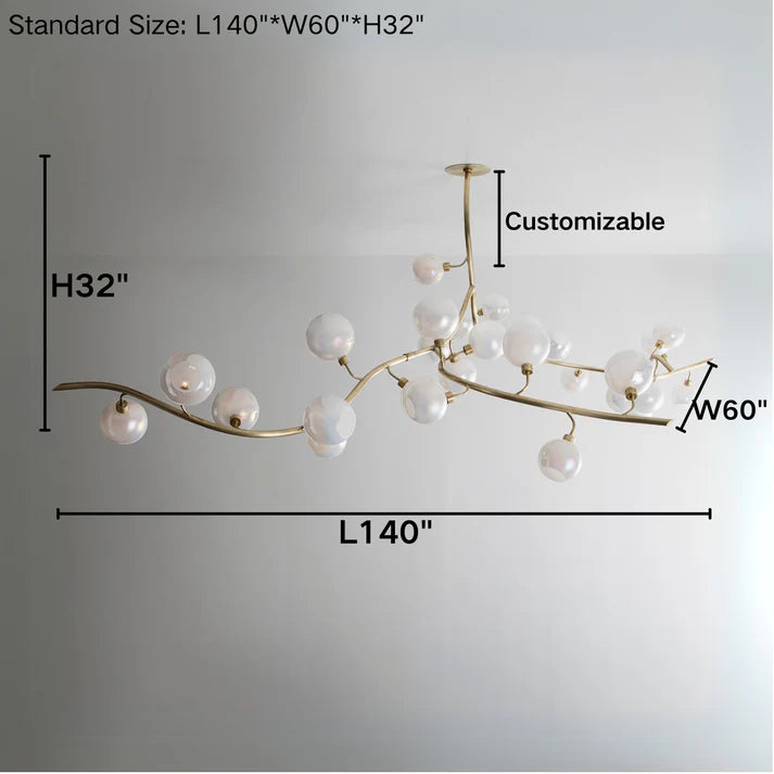 Contemporary Hand-blown Glass Globes Branch Chandelier