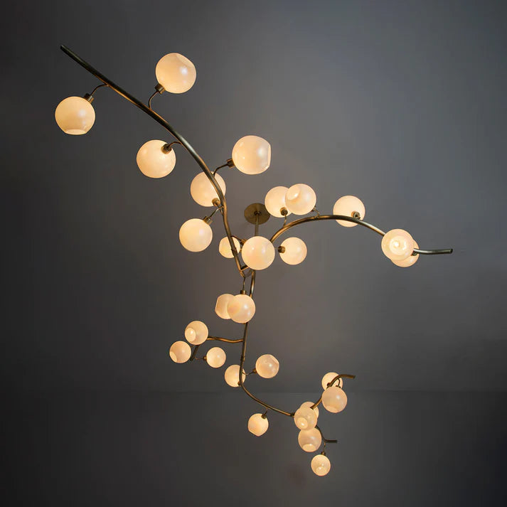 Contemporary Hand-blown Glass Globes Branch Chandelier