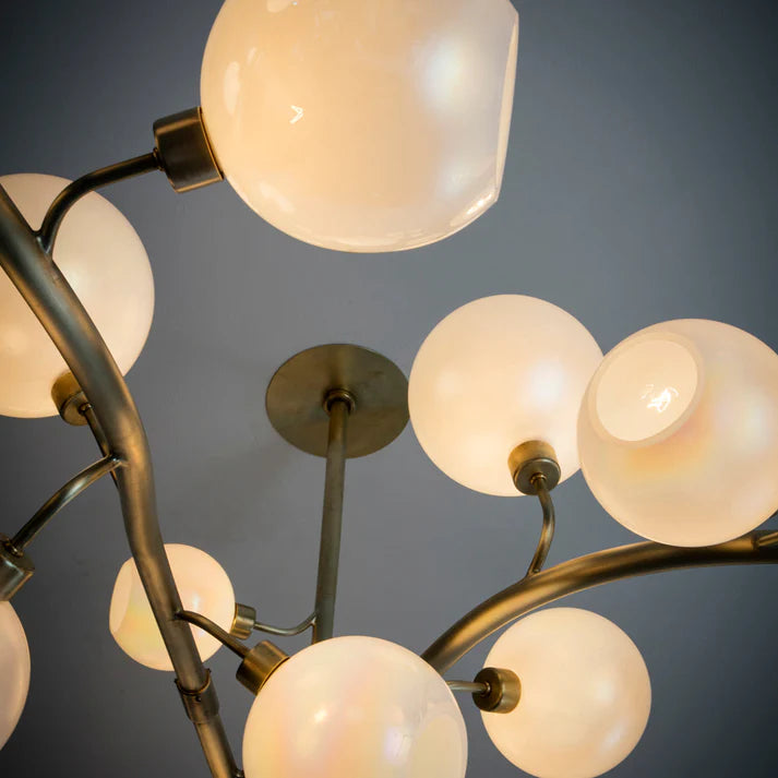 Contemporary Hand-blown Glass Globes Branch Chandelier