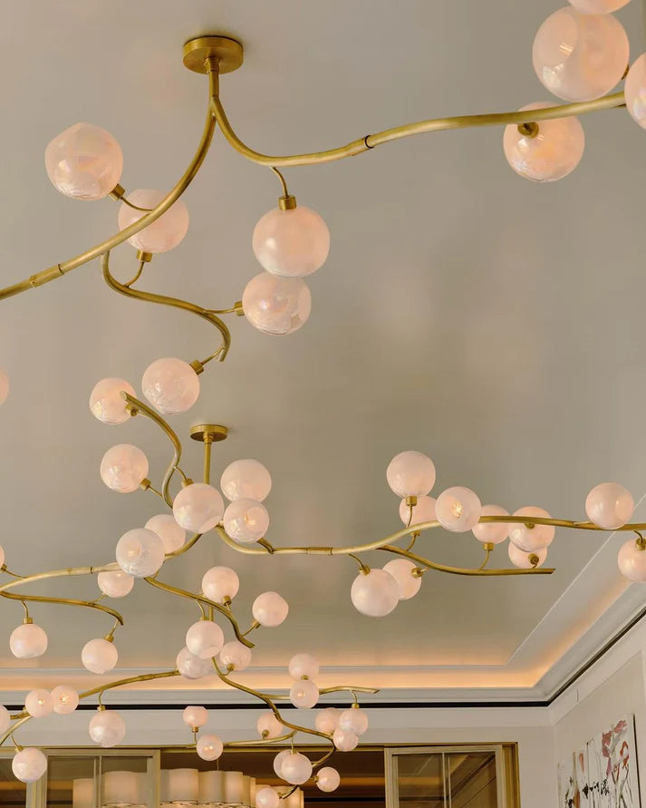 Contemporary Hand-blown Glass Globes Branch Chandelier