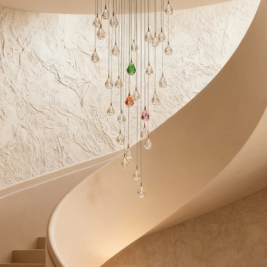 Crystal Chandelier for Staircase Luxury LED Ceiling Light