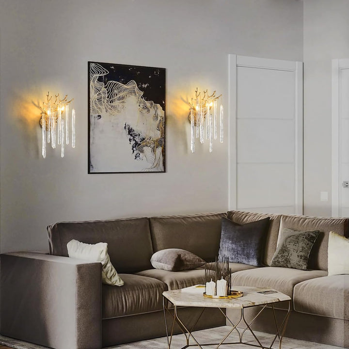 Crystal Gold Wall Sconce for All Rooms 17.7"H