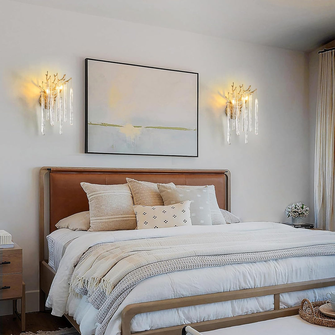 Crystal Gold Wall Sconce for All Rooms 17.7"H