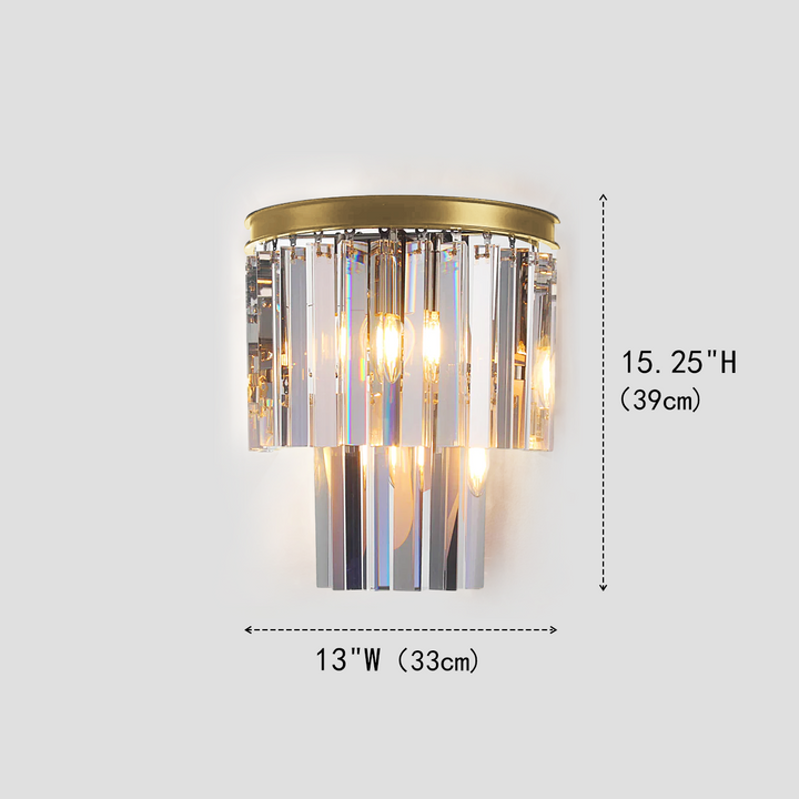 Della 2-Tier Crystal Semi-Round Sconce