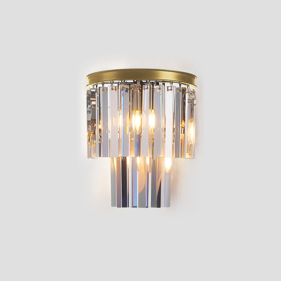 Della 2-Tier Crystal Semi-Round Sconce
