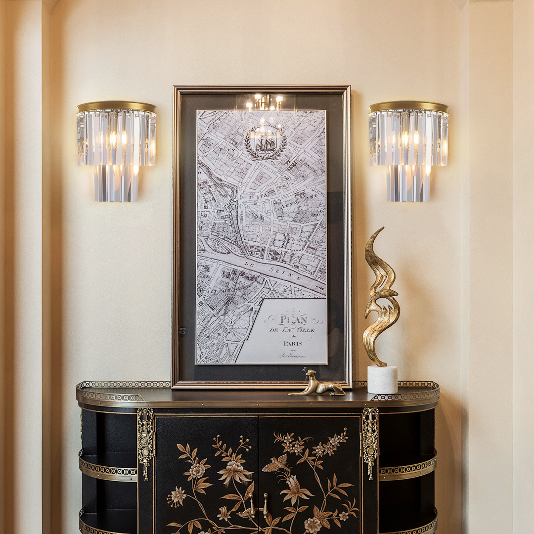 Della 2-Tier Crystal Semi-Round Sconce