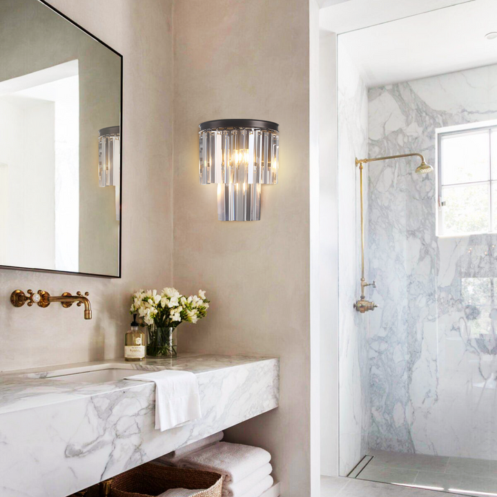 Della 2-Tier Crystal Semi-Round Sconce